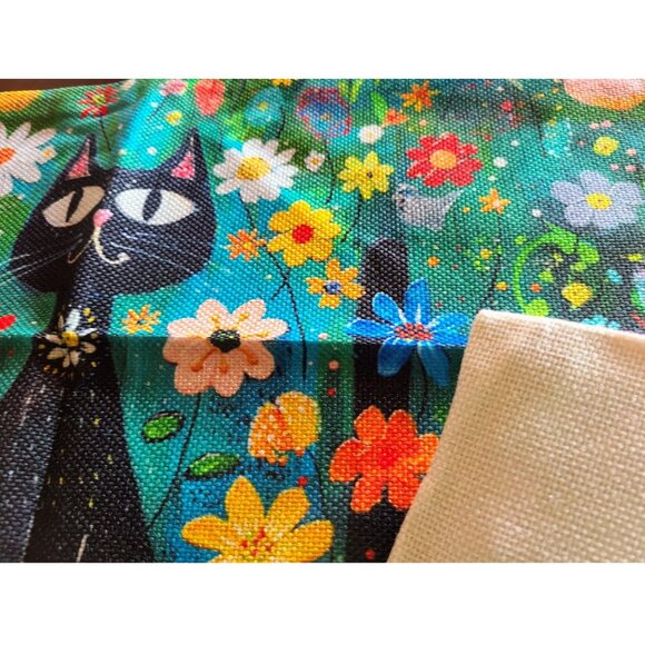 Black Cat Throw Pillow Covers 2 Decorative Cases Floral Decor Sofa Couch Accent - Picture 14 of 15